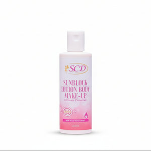 Shimmering sunblock lotion in a bottle, ideal for body makeup and sun protection by My Store.